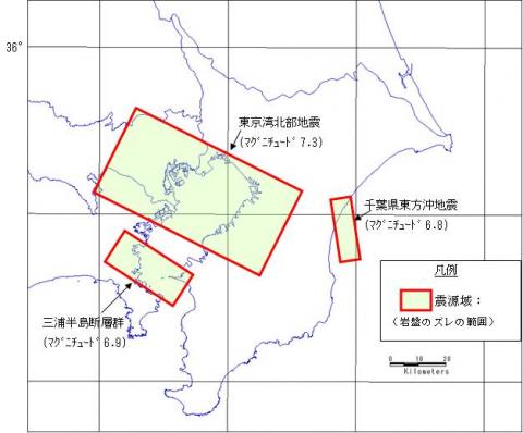 被害想定対象地震の震源域