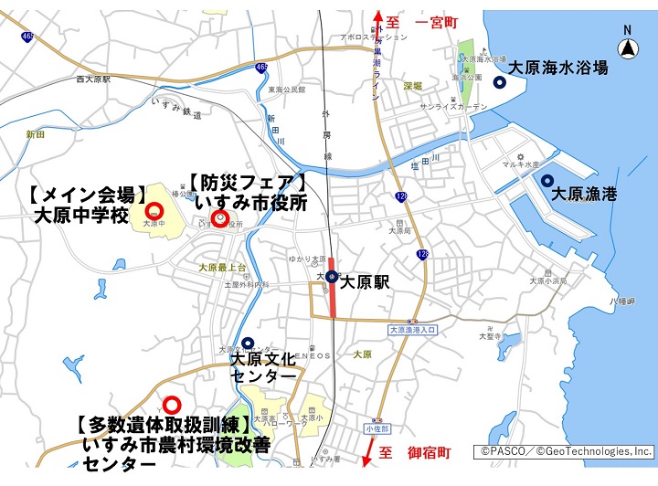 主な訓練会場地図