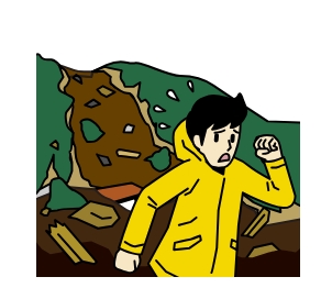 土砂災害に襲われるイラスト