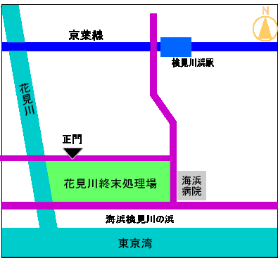 花見川終末処理場の案内図