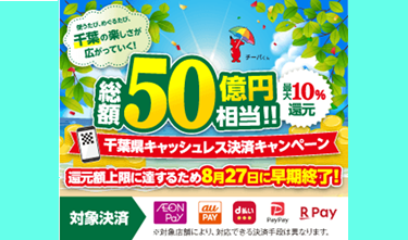 「千葉県キャッシュレス決済キャンペーン」早期終了のお知らせのバナー画像