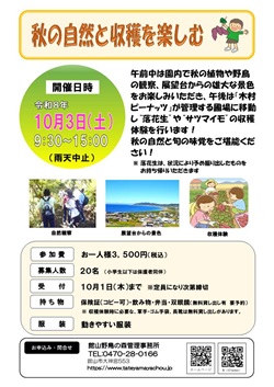 館山野鳥の森 秋の自然と収穫を楽しむイベントのチラシ