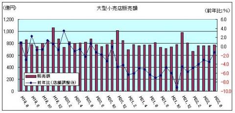 大型小売店販売額（平成22年6月）