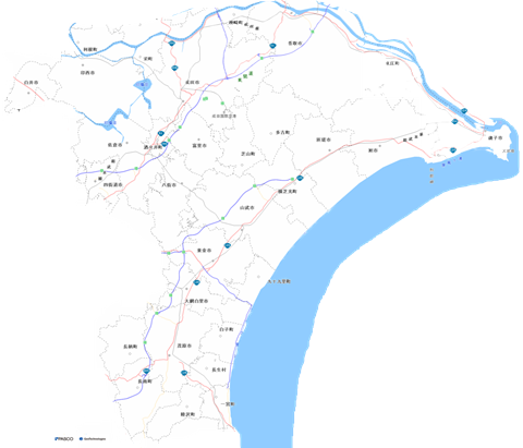 東部家畜保健衛生所の管内市町村図