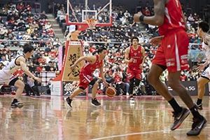 バスケットボールBリーグ千葉ジェッツふなばし対レバンガ北海道戦の観戦の様子