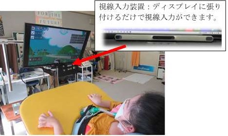 視線入力パソコンを活用する生徒の画像１