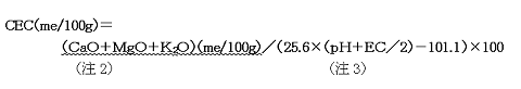 ｐH,EC,交換性陽イオン含量の測定値によるCECを推定する式
