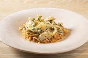 富津漁協江戸前白ミルのリゾット トマトとレモン、オレガノ風味