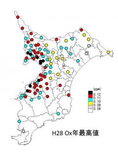 Ox年最高値地理的分布