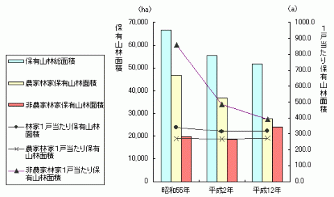 グラフ保有山林面積の推移