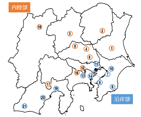 PM2.5調査地点配置図の画像